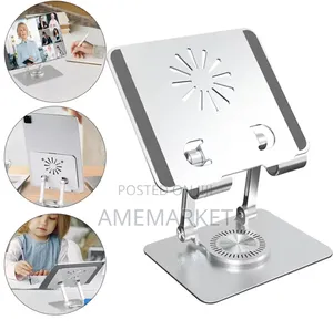 Adjustable Aluminum Phone Tablet Stand –Foldable 360 Rotating Holder
