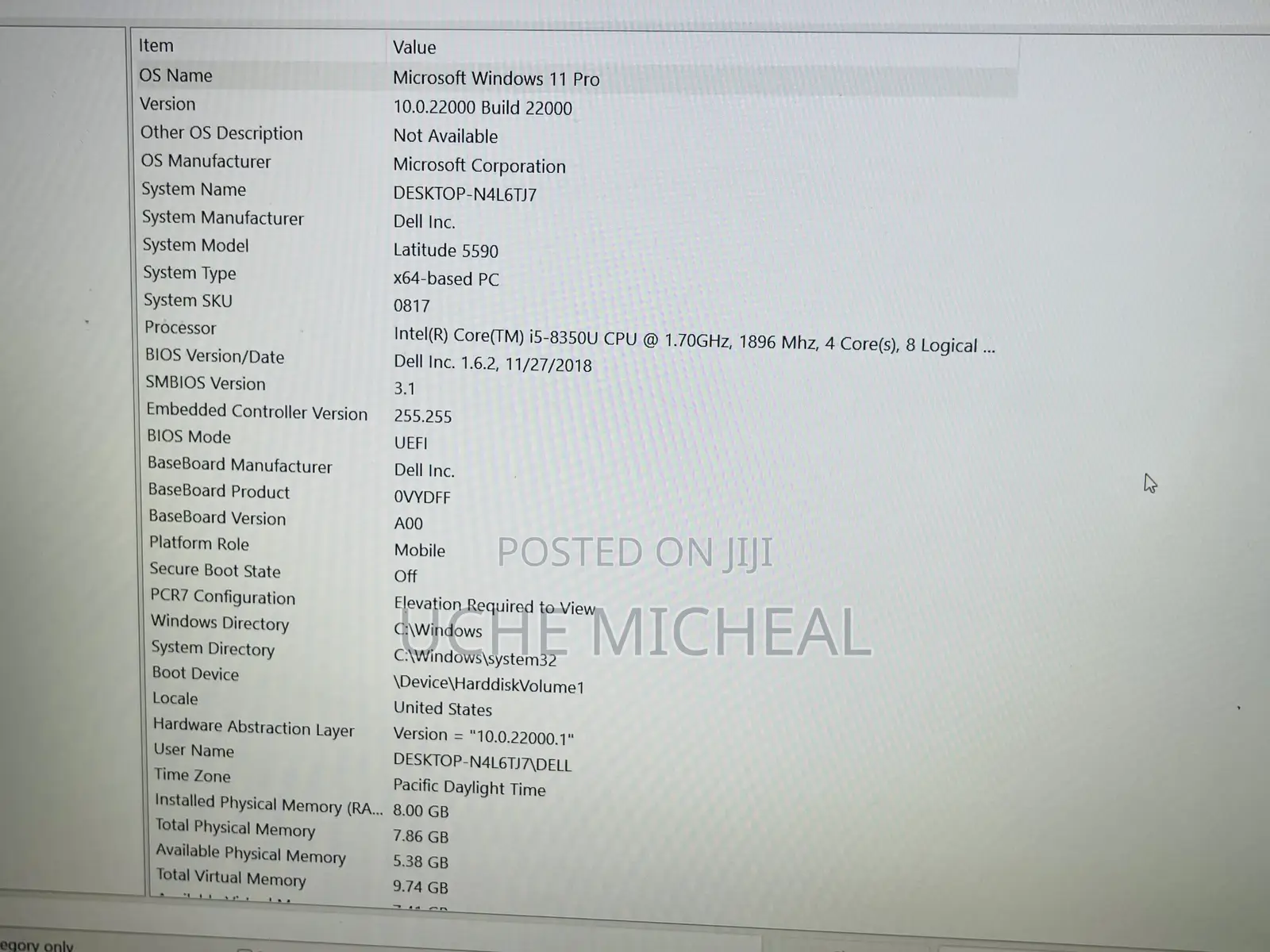Laptop Dell Latitude 5590 8GB Intel Core i5 SSD 256GB