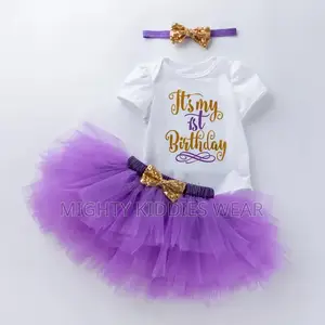 Baby Short Sleeve Khayi Mesh Skirt Three-Piece Set Age 1yr