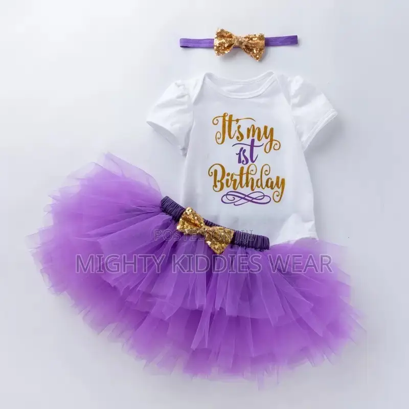 Baby Short Sleeve Khayi Mesh Skirt Three-Piece Set Age 1yr