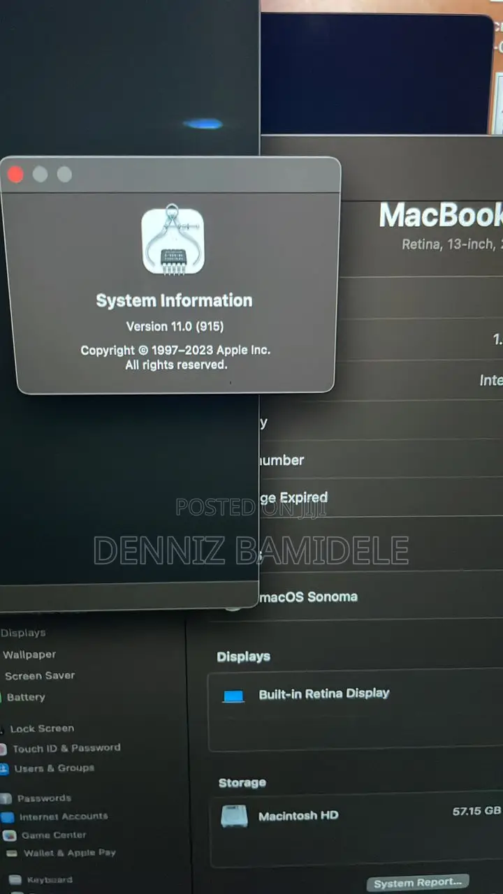 Laptop Apple MacBook Air 8GB Intel Core i5 HDD 128GB