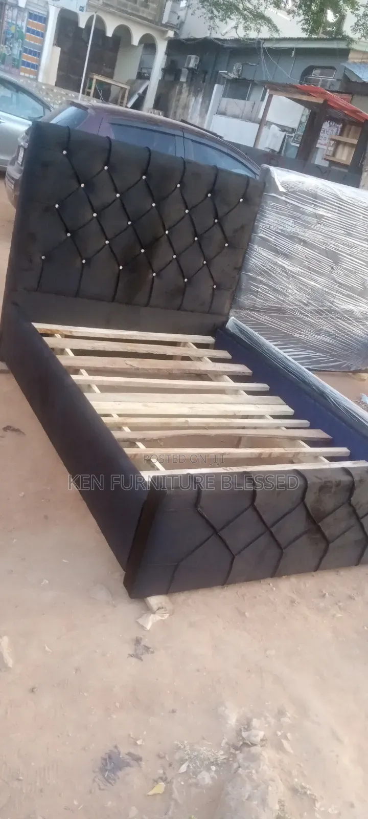 This Is Black Fabric Bed Frame