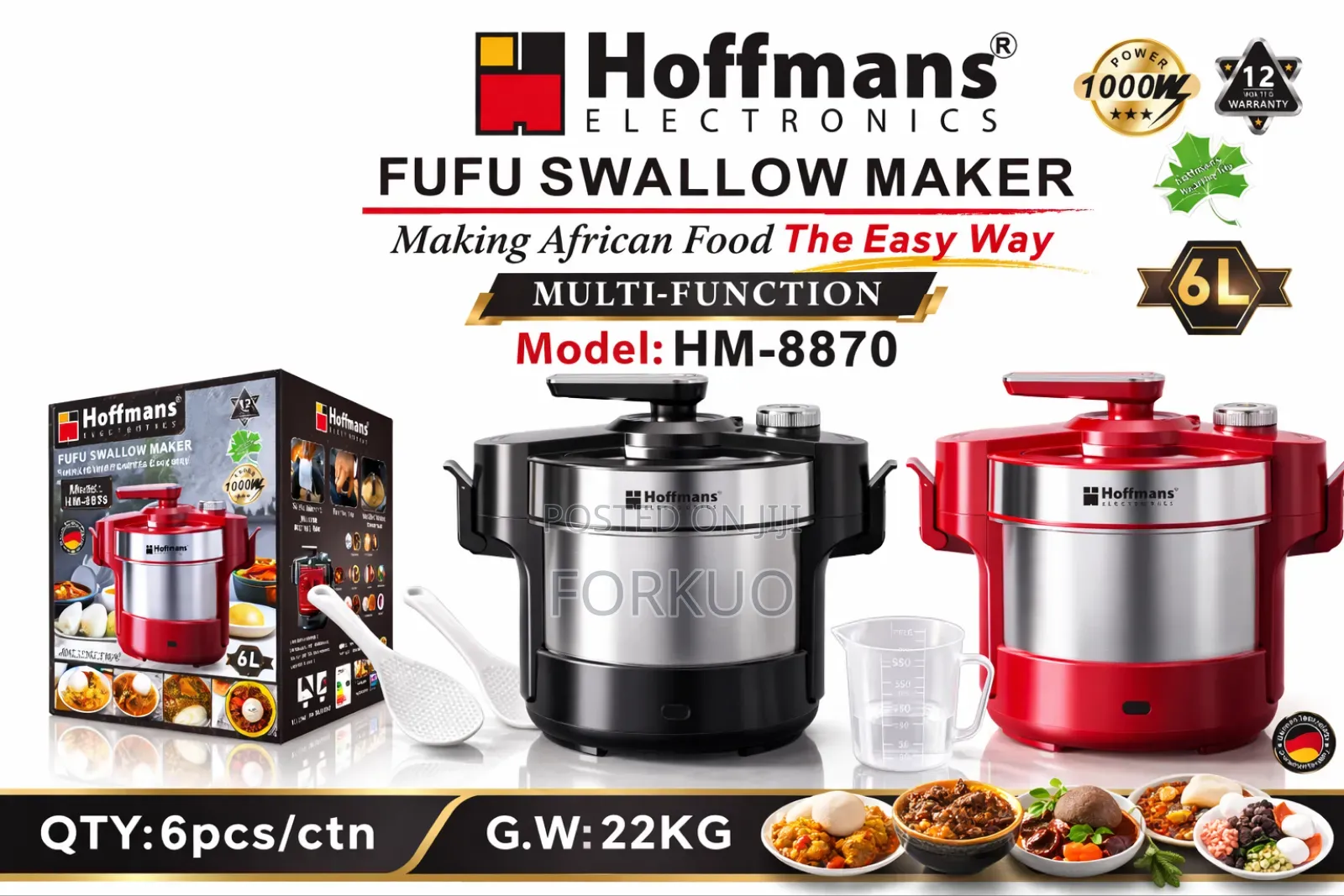 Hoffmans Hm-8870 Electric Fufu Machine – 6l- Swallow Maker