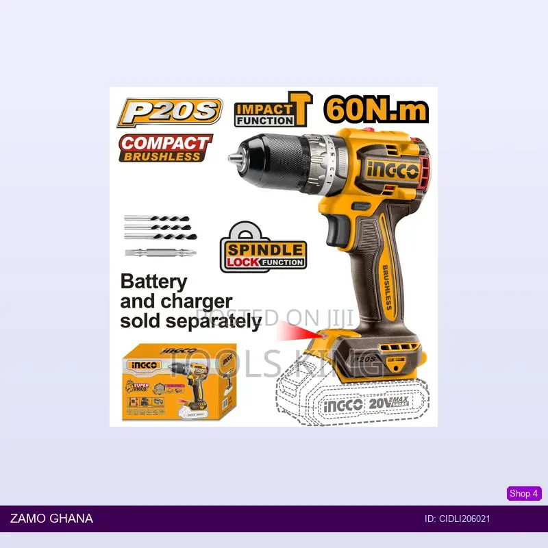 Compact Brushless Cordless Impact Drill 20v - Cidli206021