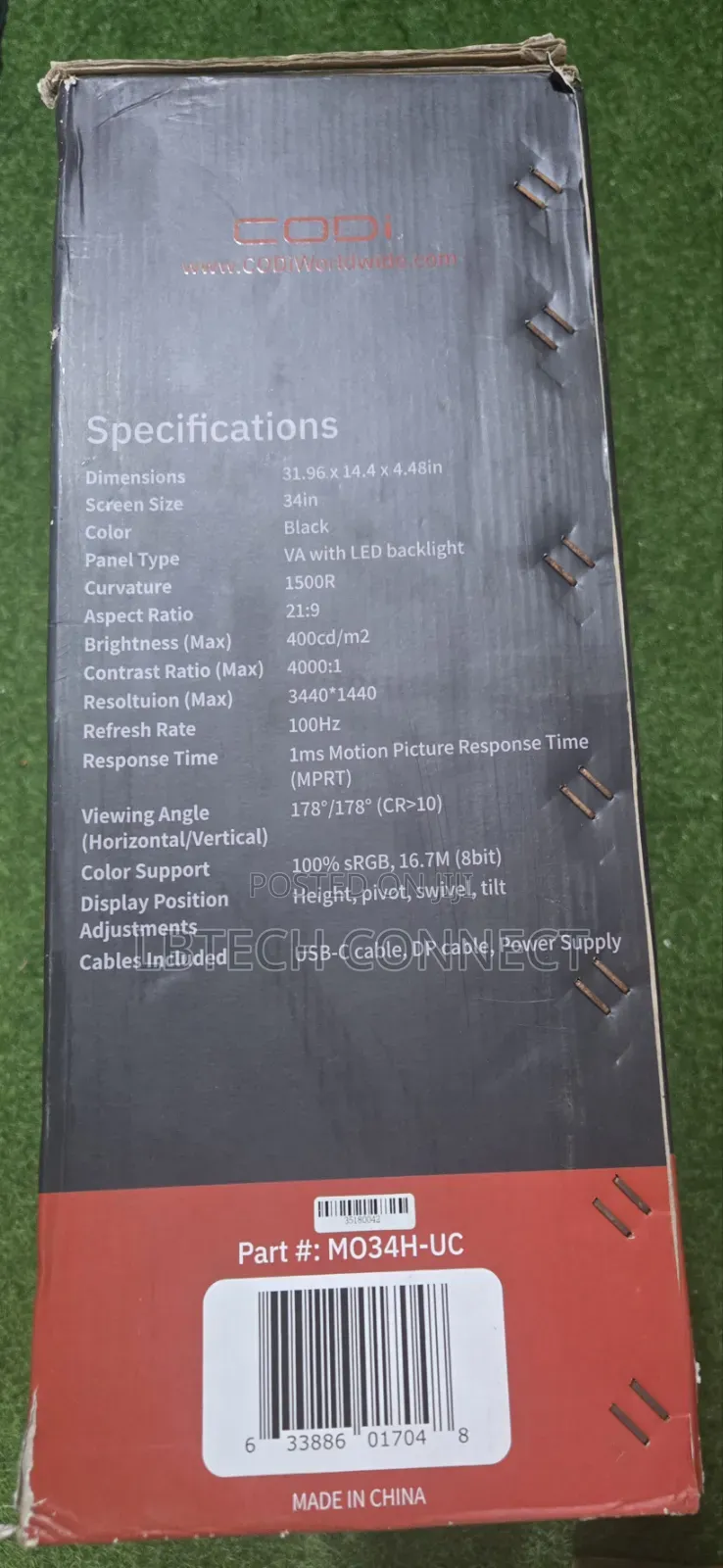 Codi 34" Ultrawide Curved 1500r WQHD 100hz Led Monitor