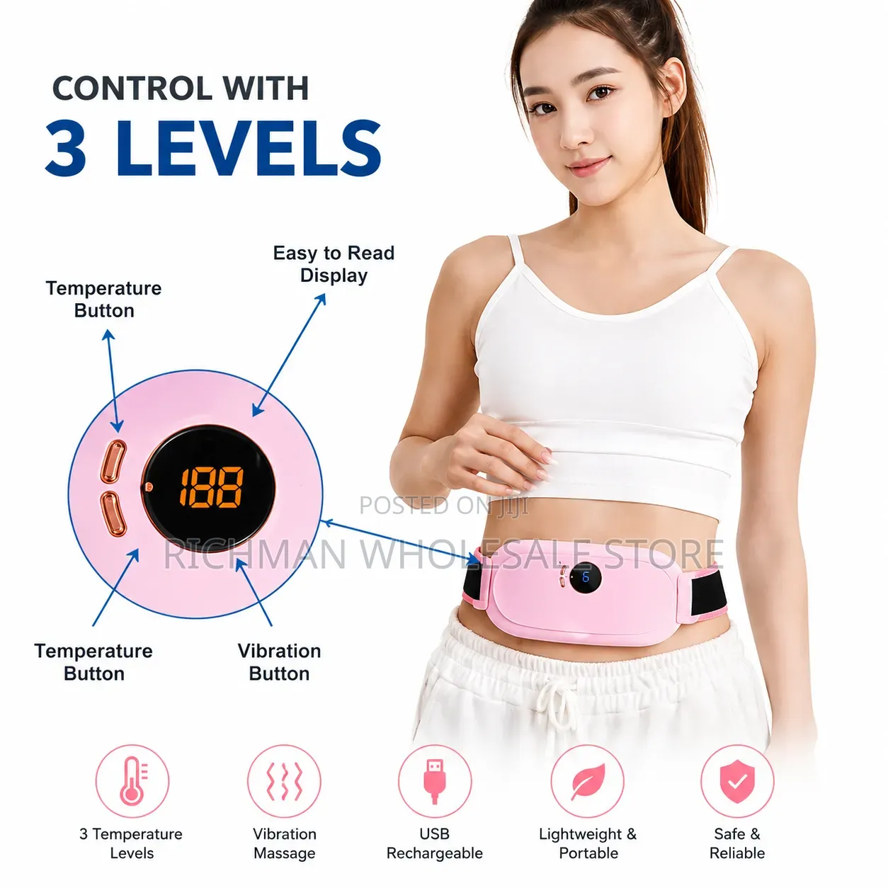 Electric Heating Belt for Waist Period Pain Relief – USB Rechargeabl
