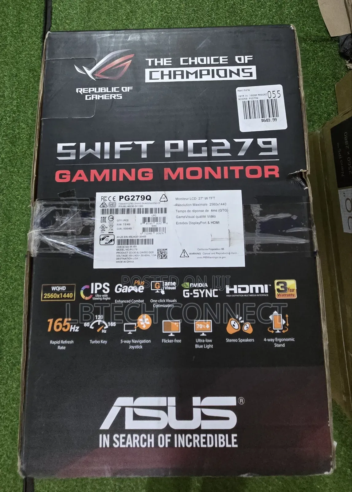 Asus Rog Swift 27" 1440p Gaming Monitor (Pg279qz)