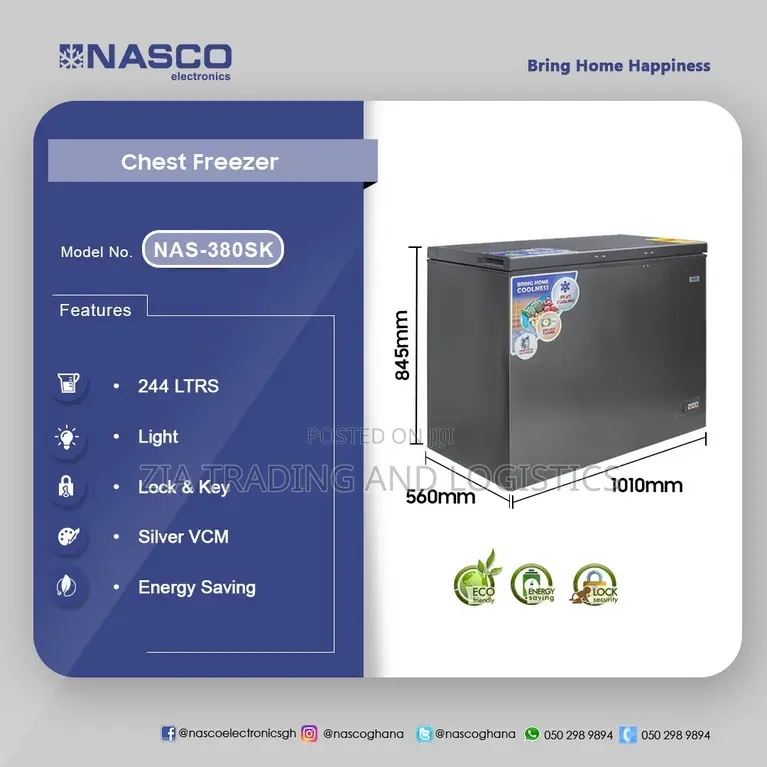 Nasco 244ltrs Chest Freezer-Nas-380sk