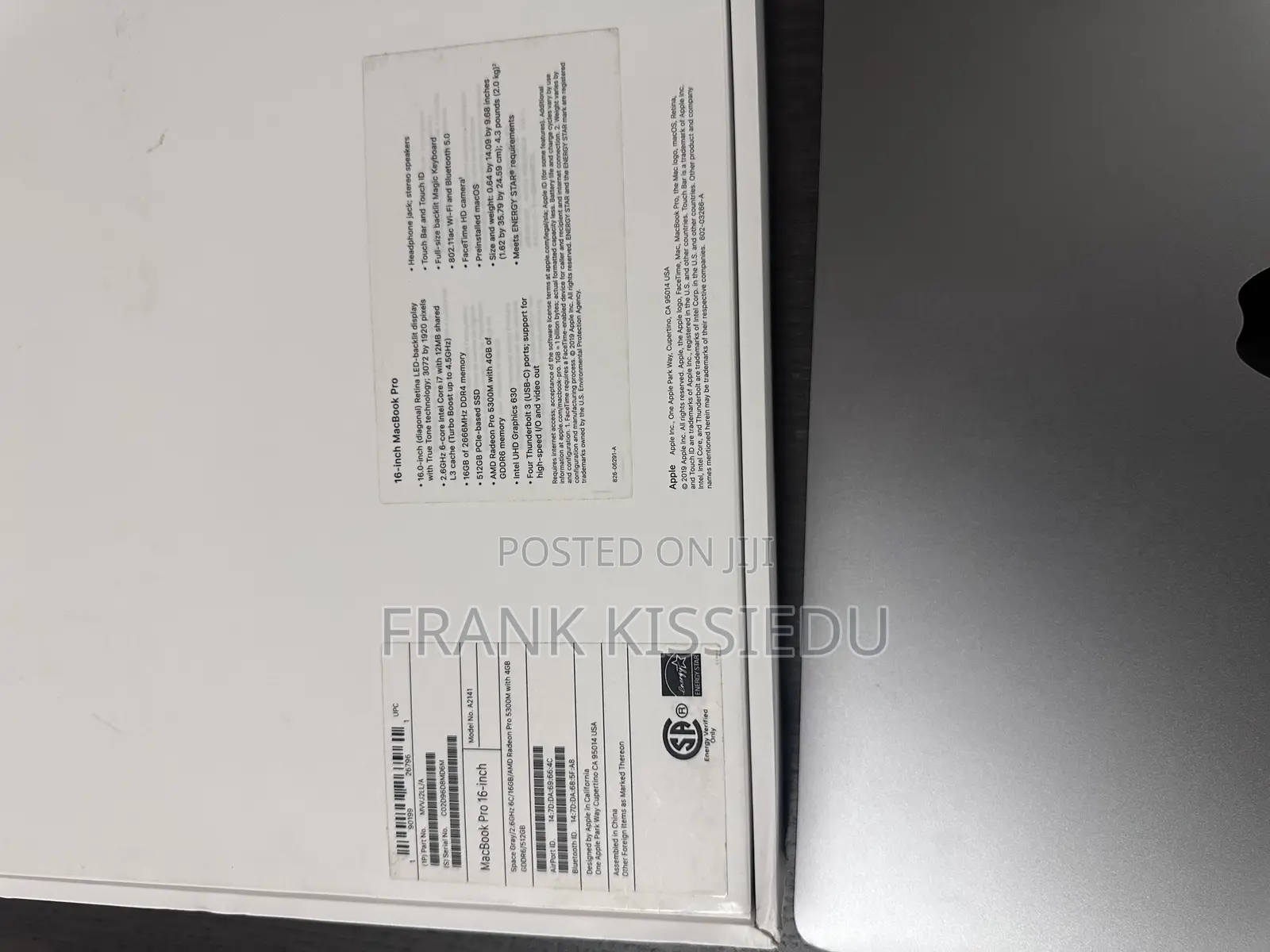 Laptop Apple MacBook Pro 2020 16GB Intel Core i7 SSD 512GB
