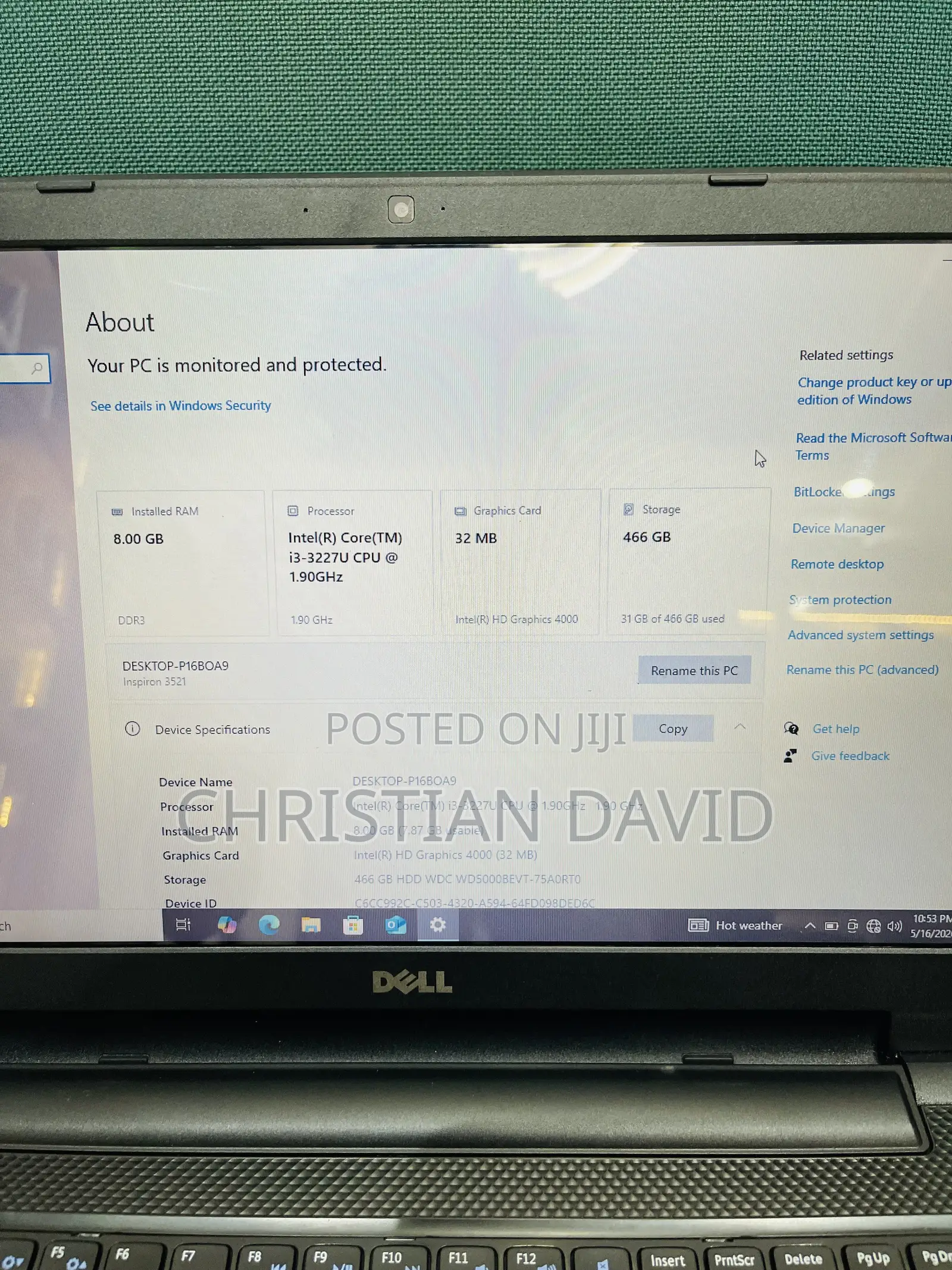 Laptop Dell Inspiron 3541 8GB Intel Core i3 HDD 500GB