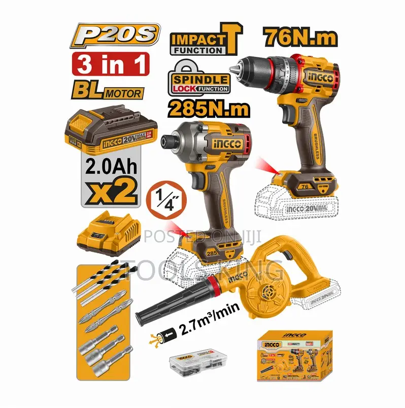 Cordless 20v Impact Drill 76nm Impact Driver 285nm - Cosli250182