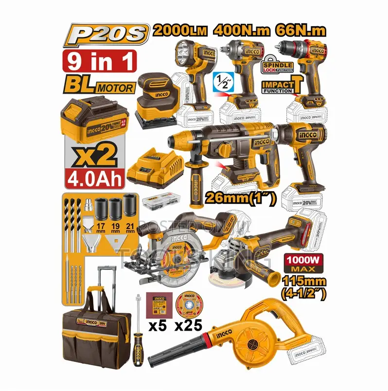 9 PCS Cordless Industrial Combo Kit - Cosli250381