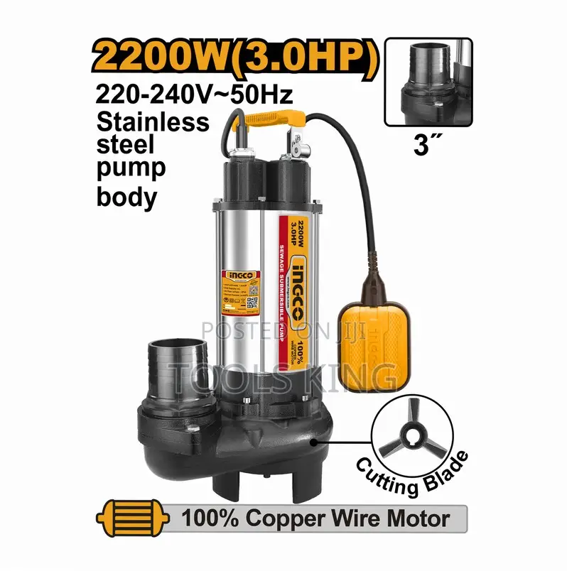 Sewage Submersible Pump 2200w 3hp - Spdb22008