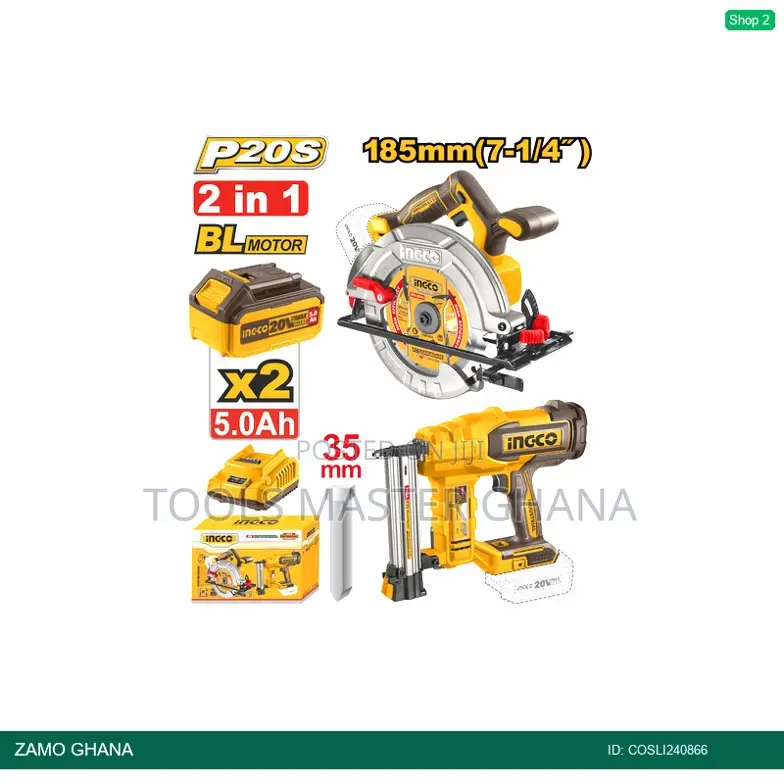 Cordless 20v Circular Saw 7.25" Brad Nailer 35mm 2 - Cosli240866