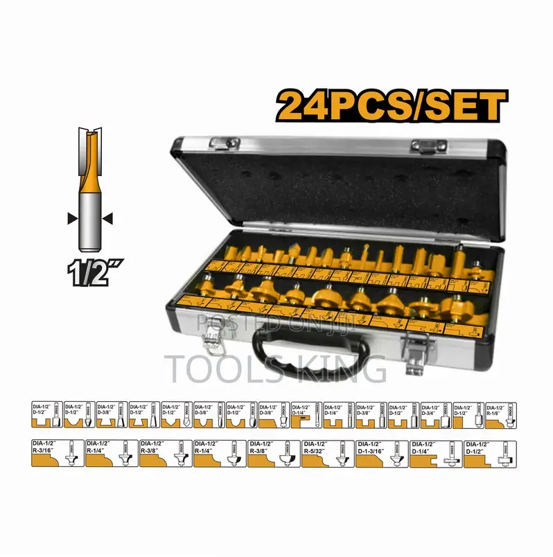 24 PCS Router Bits Set 8mm - Akrt24081