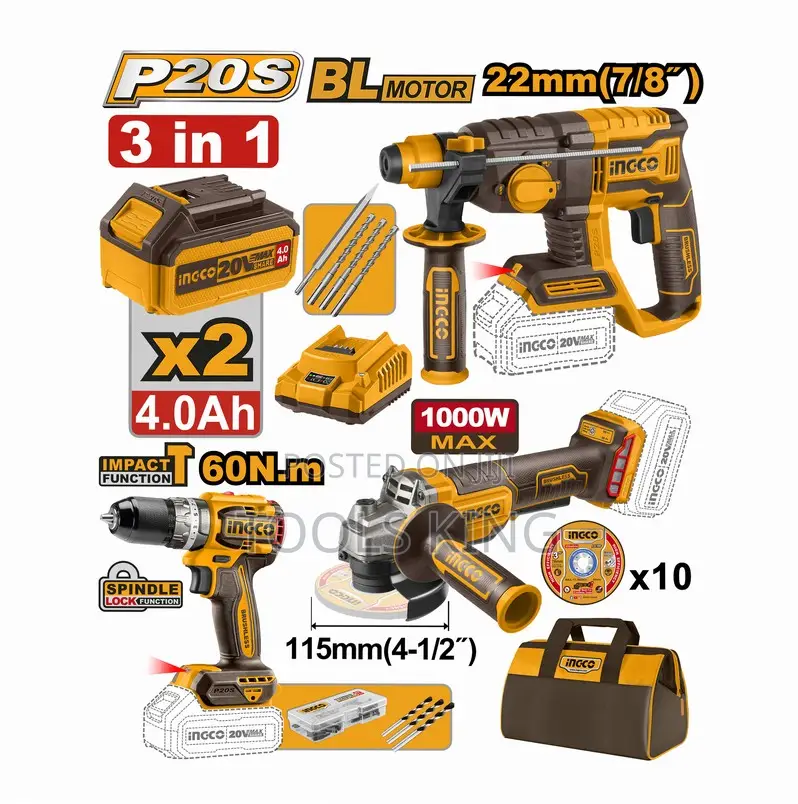 Cordless Combo Drill Hammer Grinder - Cosli240202