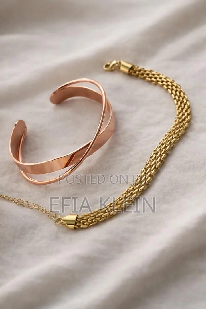 Stainless Steel Cuff and Gold Plated Women's Bracelets