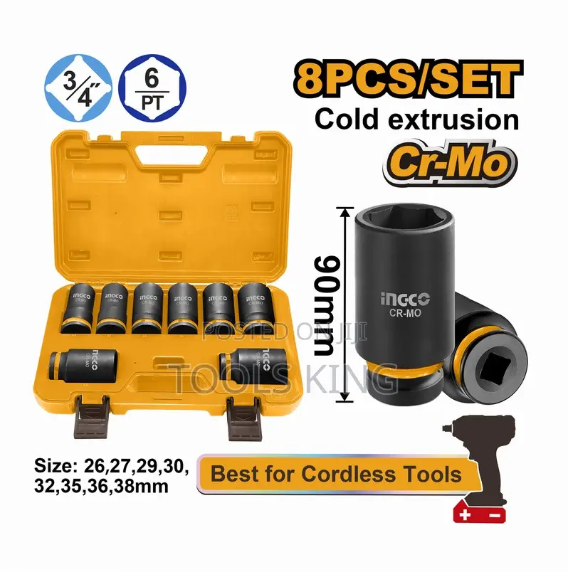 8 PCS 3/4"Dr. Deep Impact Socket - Hkissd34082l