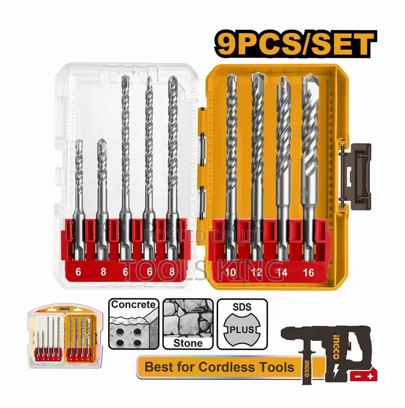 9 PCS SDS Plus Hammer Drill Bits - Akdl30906