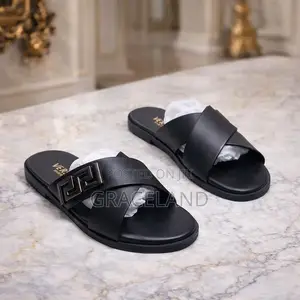 This Is Original Versace Pure Real Leather Men Slippers