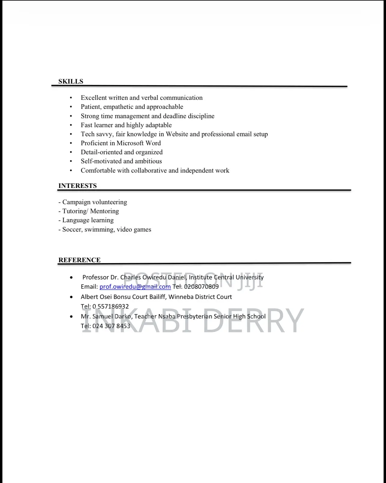 Teaching CV