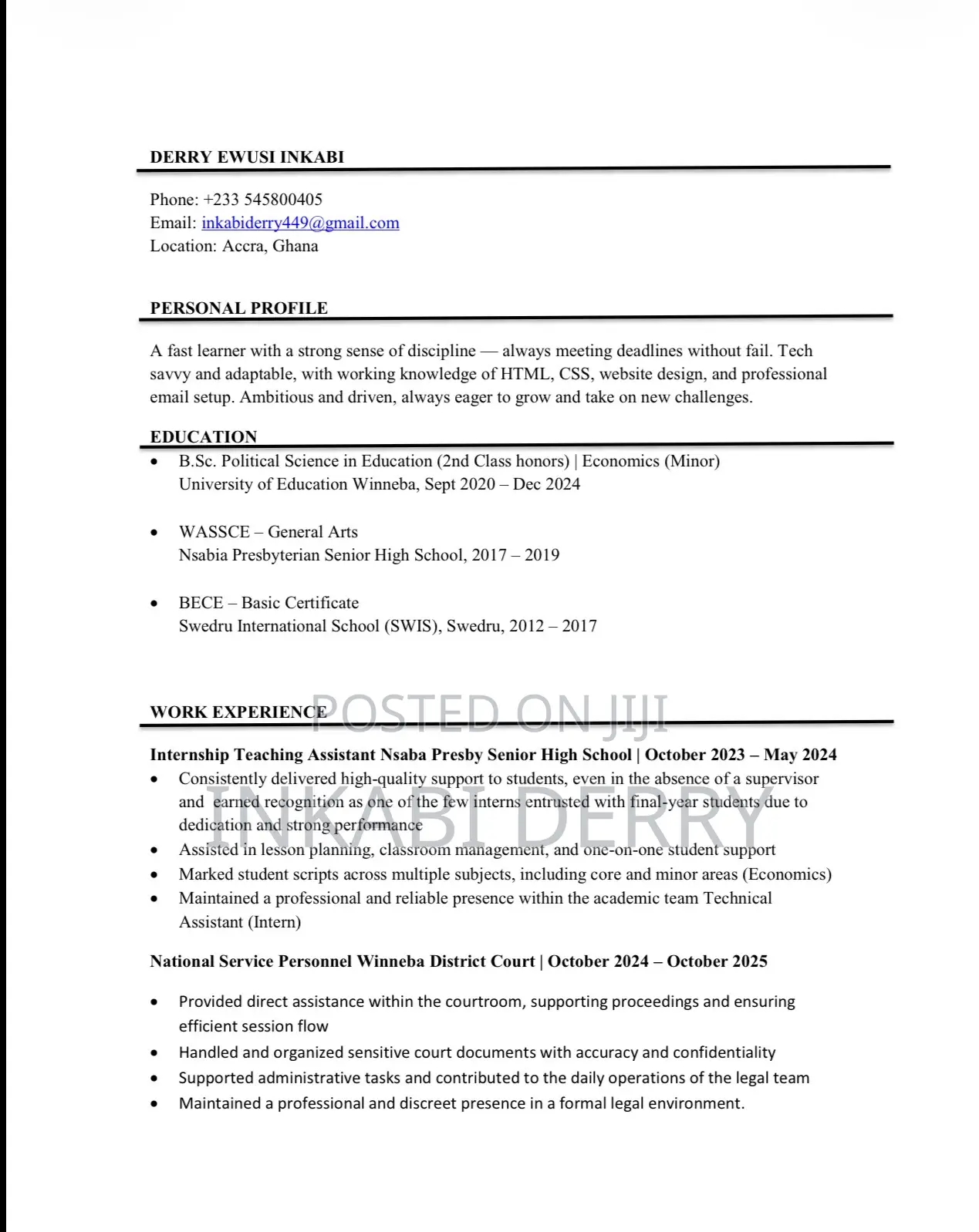 Teaching CV