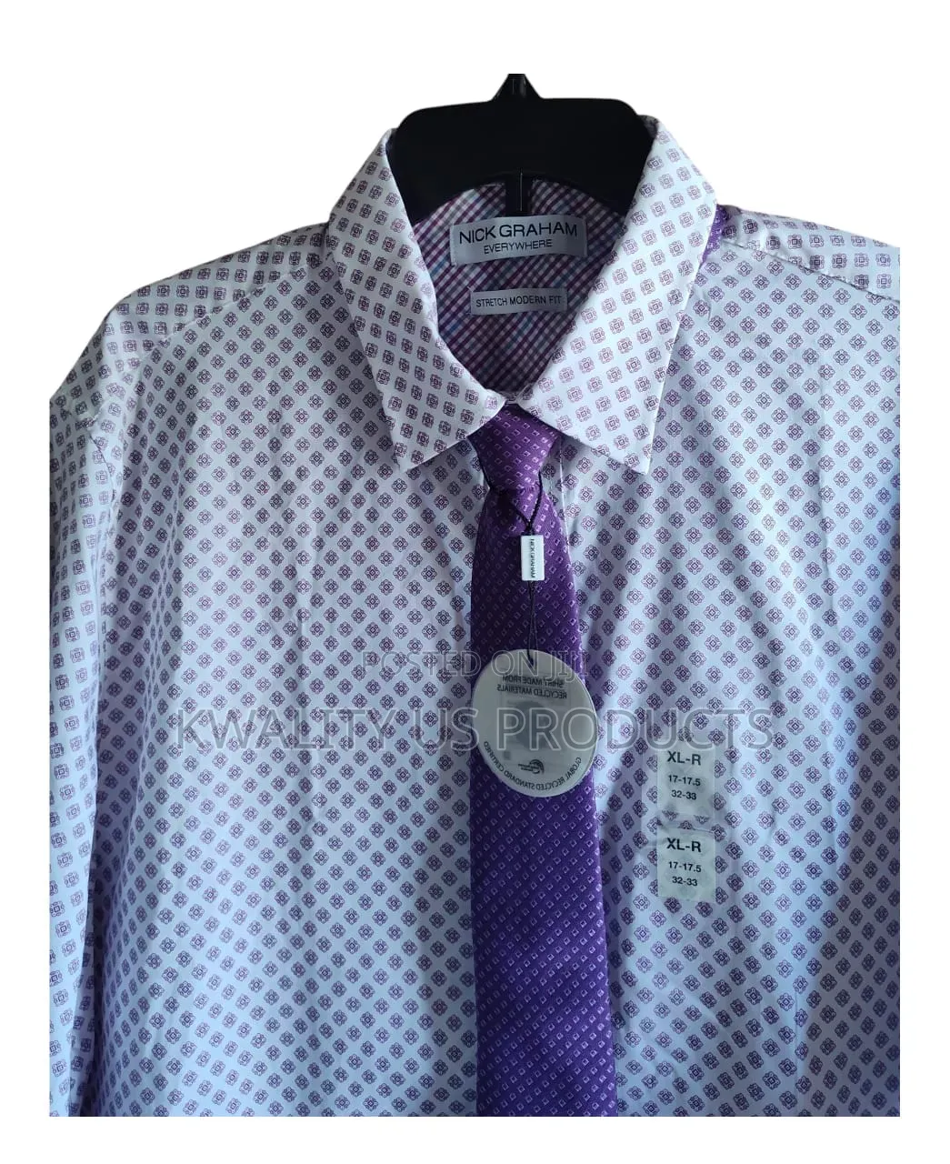 Nick Graham Men's Long Sleeve Shirt With Neck Tie - Extra Large Size