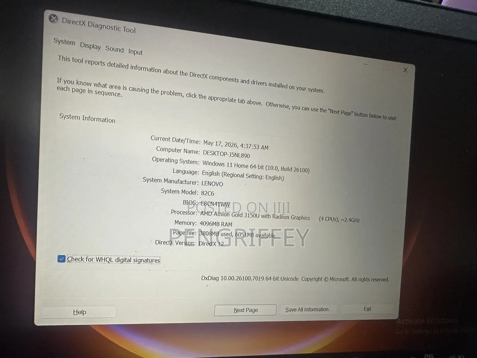Laptop Lenovo 4GB SSD 128GB