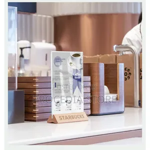 Premium T-shape Acrylic Menu Holder With Detachable Wooden Base