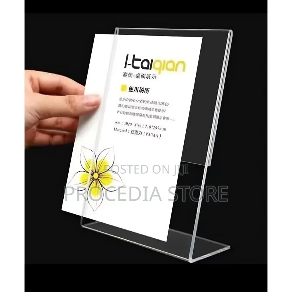 L-shape Clear Acrylic Table Stand Slanted Menu Holder (A4, A5, A6)