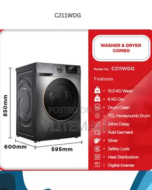 TCL Washer 10.5kg Dryer 6kgs Washing Machine C211wdg