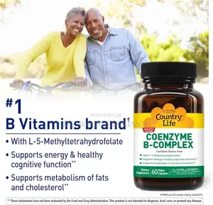 Country Life, Coenzyme Vitamin B-Complex , 60 Vegan Caps, Glass Bottle