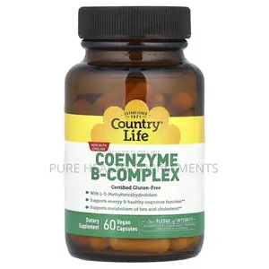 Country Life, Coenzyme Vitamin B-Complex , 60 Vegan Caps, Glass Bottle