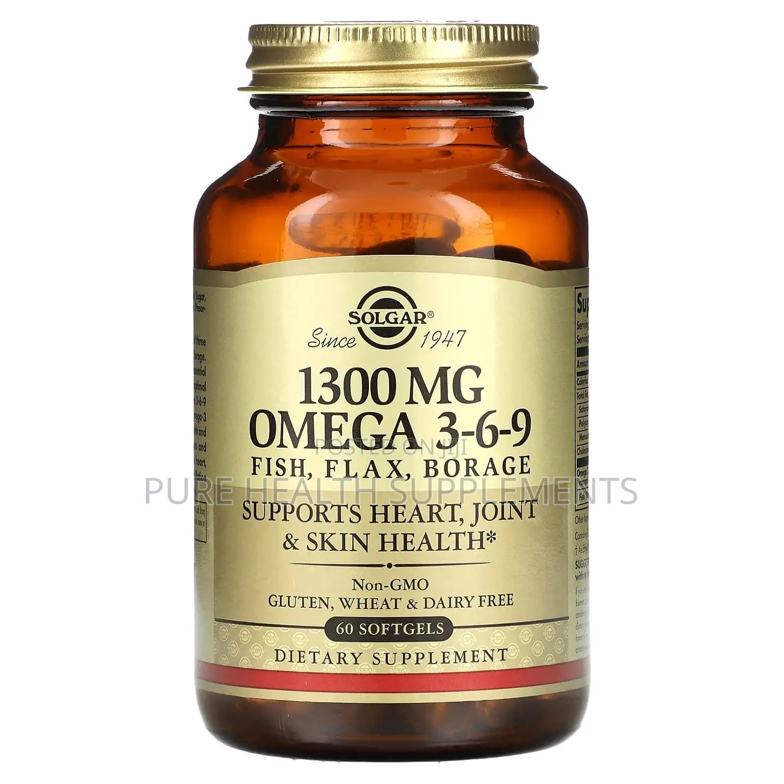 Solgar Omega 3 6 9 1300 Mg Heart Brain Joint Skin Health 60 Softgels