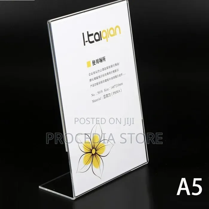 L-shape Clear Acrylic Table Stand Slanted Menu Holder (A4, A5, A6)