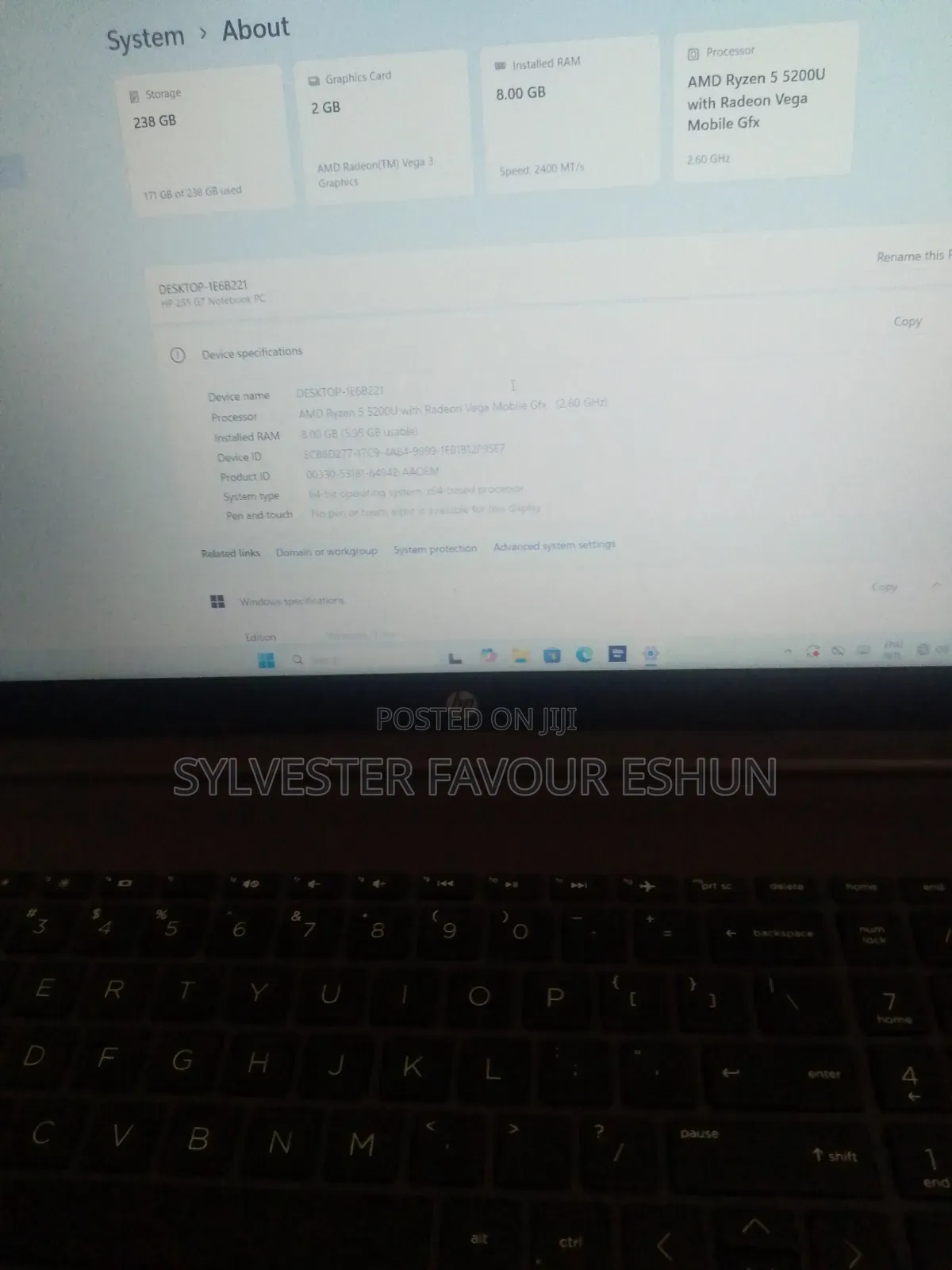 Laptop HP 255 8GB AMD Ryzen 5 SSD 256GB