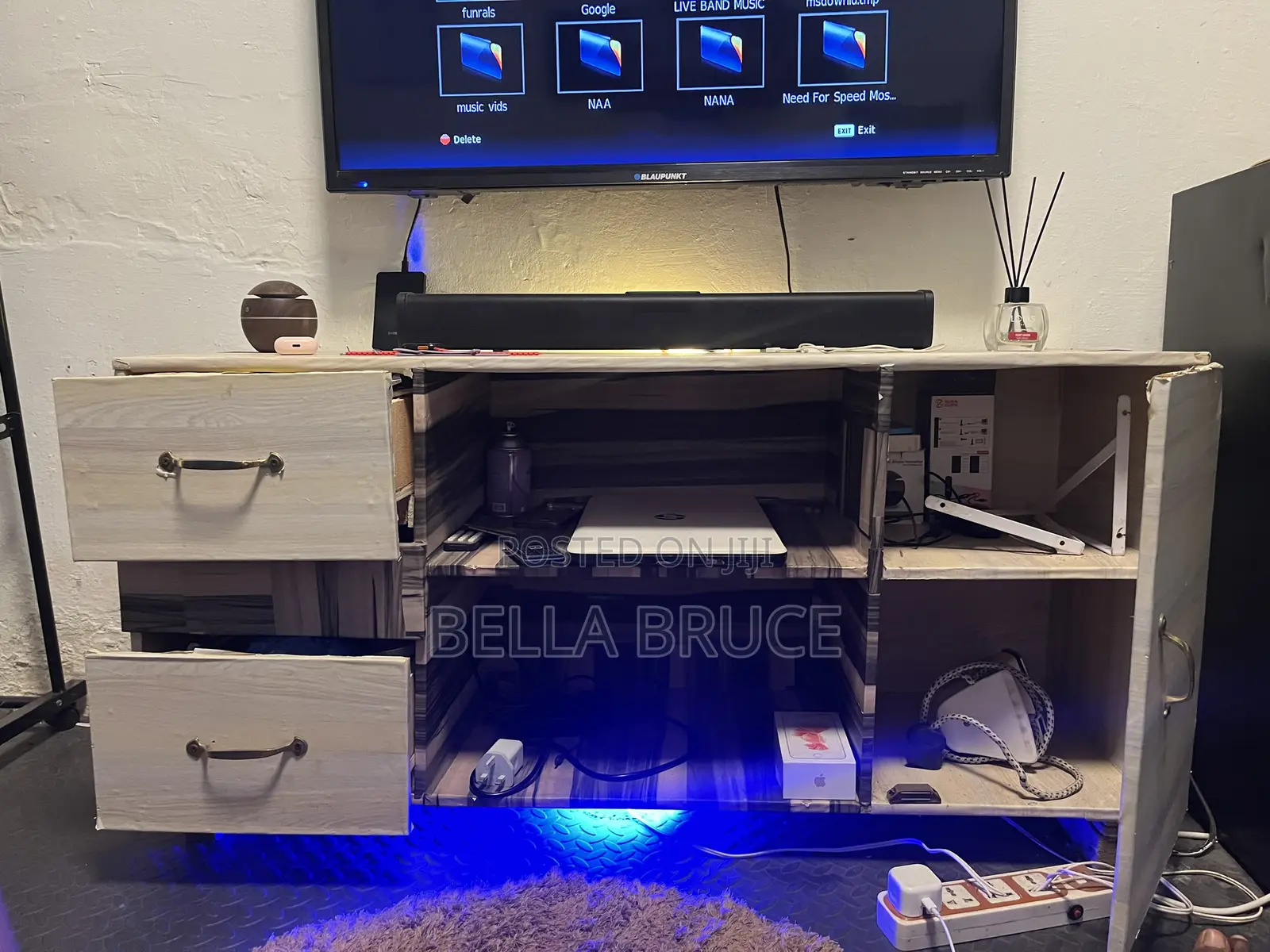 Barely Used Wood Made Tv Stand With Drawers Very Strong