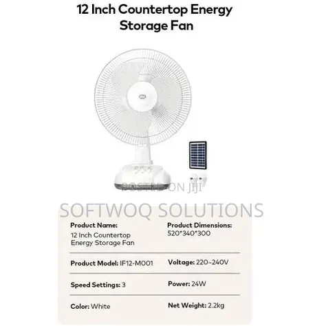 Rechargeable Fans 16w/20w With Solar Panel