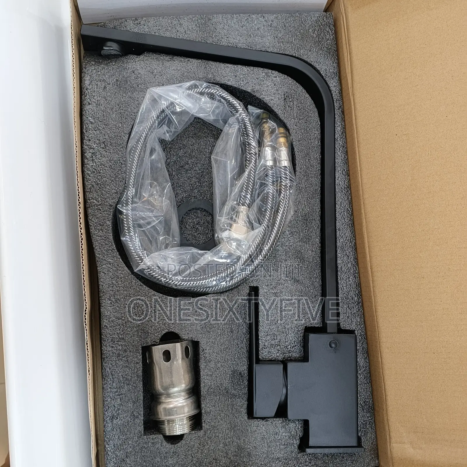 Tall Black Sink Tap Set.