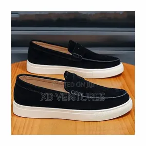 Casual Slip on Loafers Flat Sole Suede Shoes Black