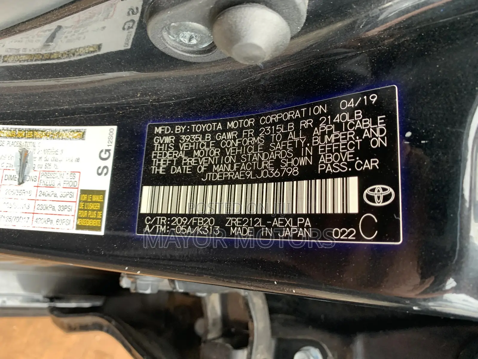 Toyota Corolla LE 2020 Black