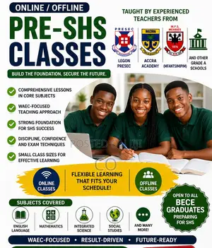 Pre- SHS Classes.Whatsapp to Join Free Demo Class by 6-6-26