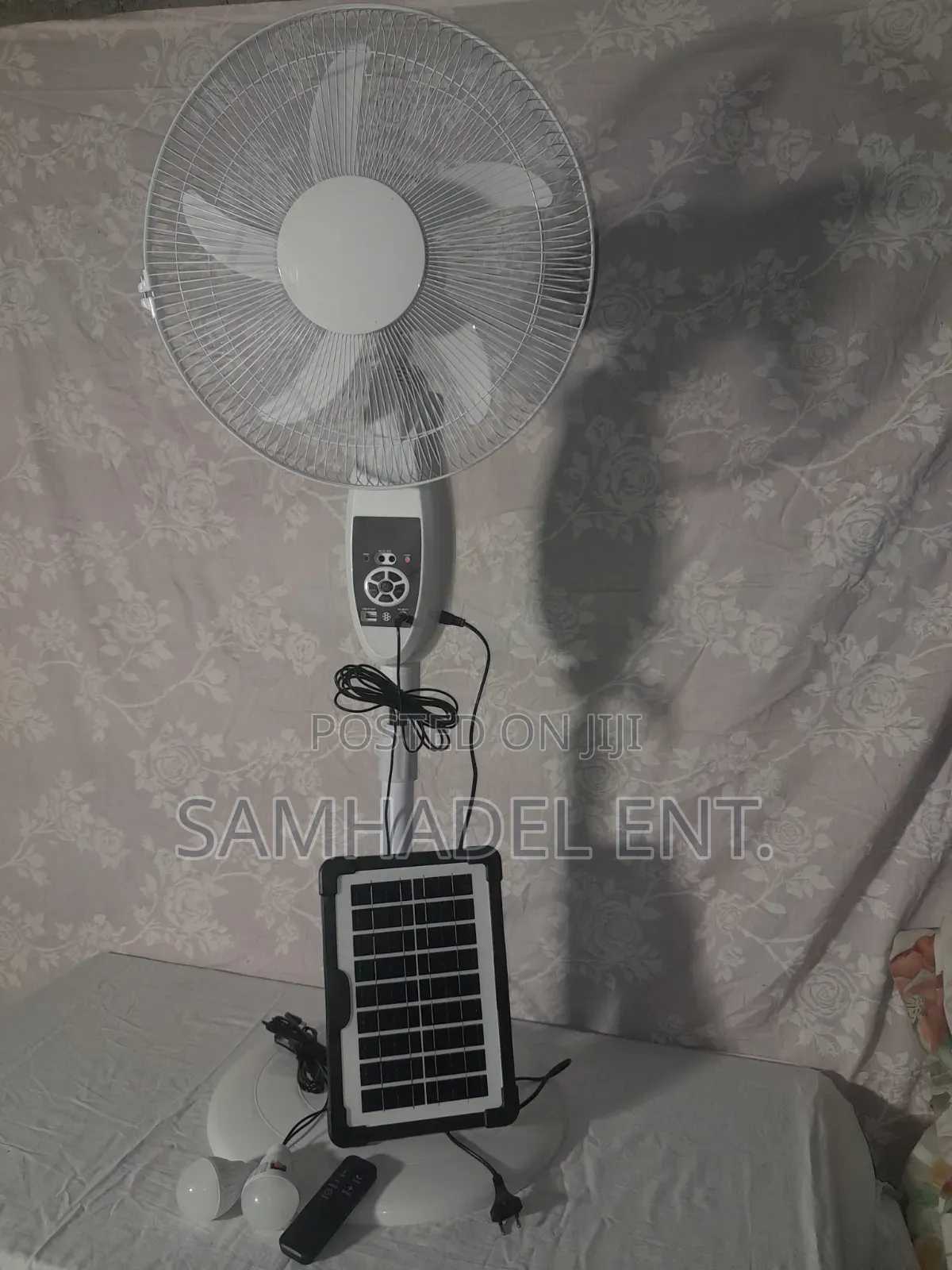 Electric and Solar Rechargeable Standing Fan