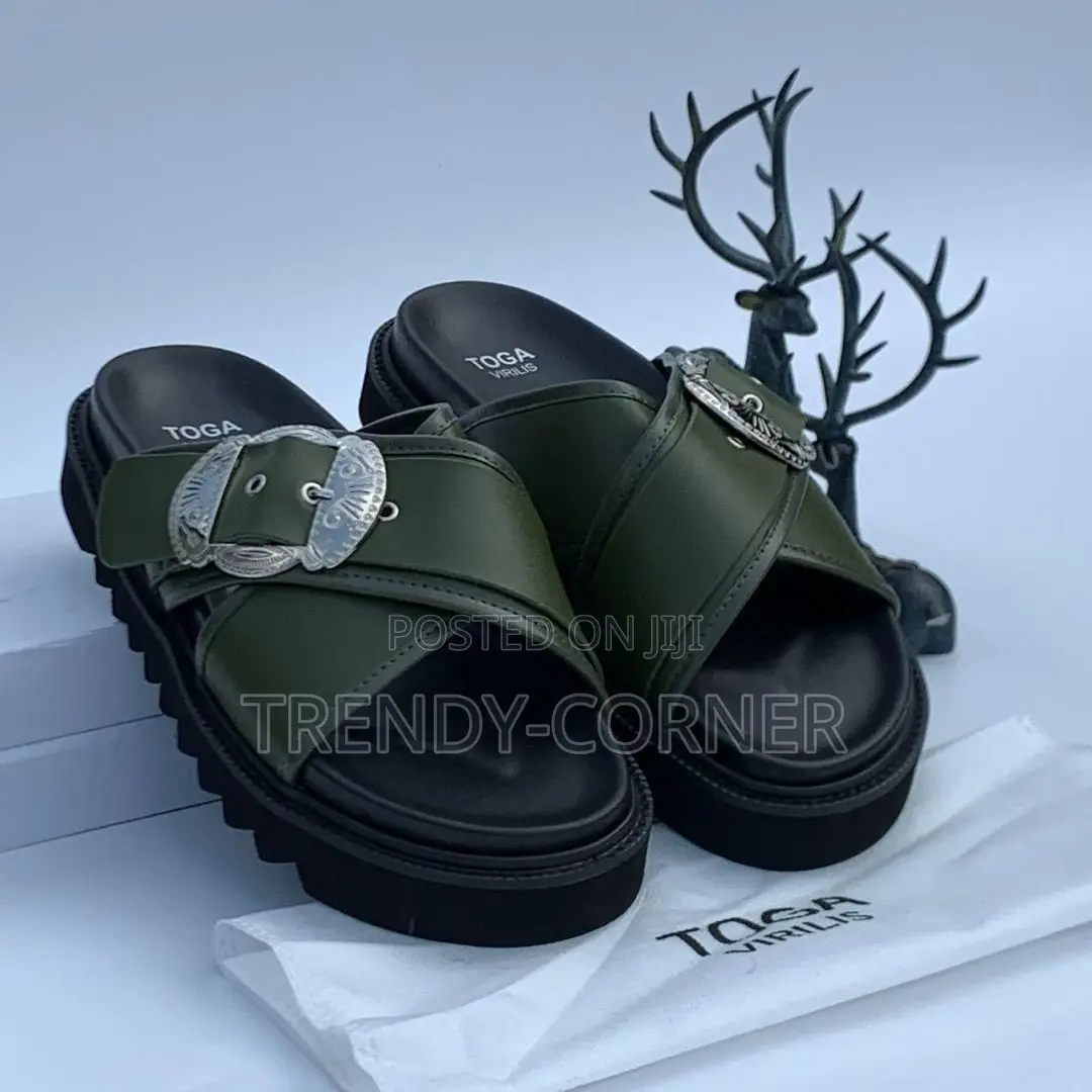 Toga Virilis Leather Crossover Sandals