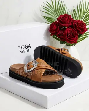 Toga Virilis Leather Crossover Sandals