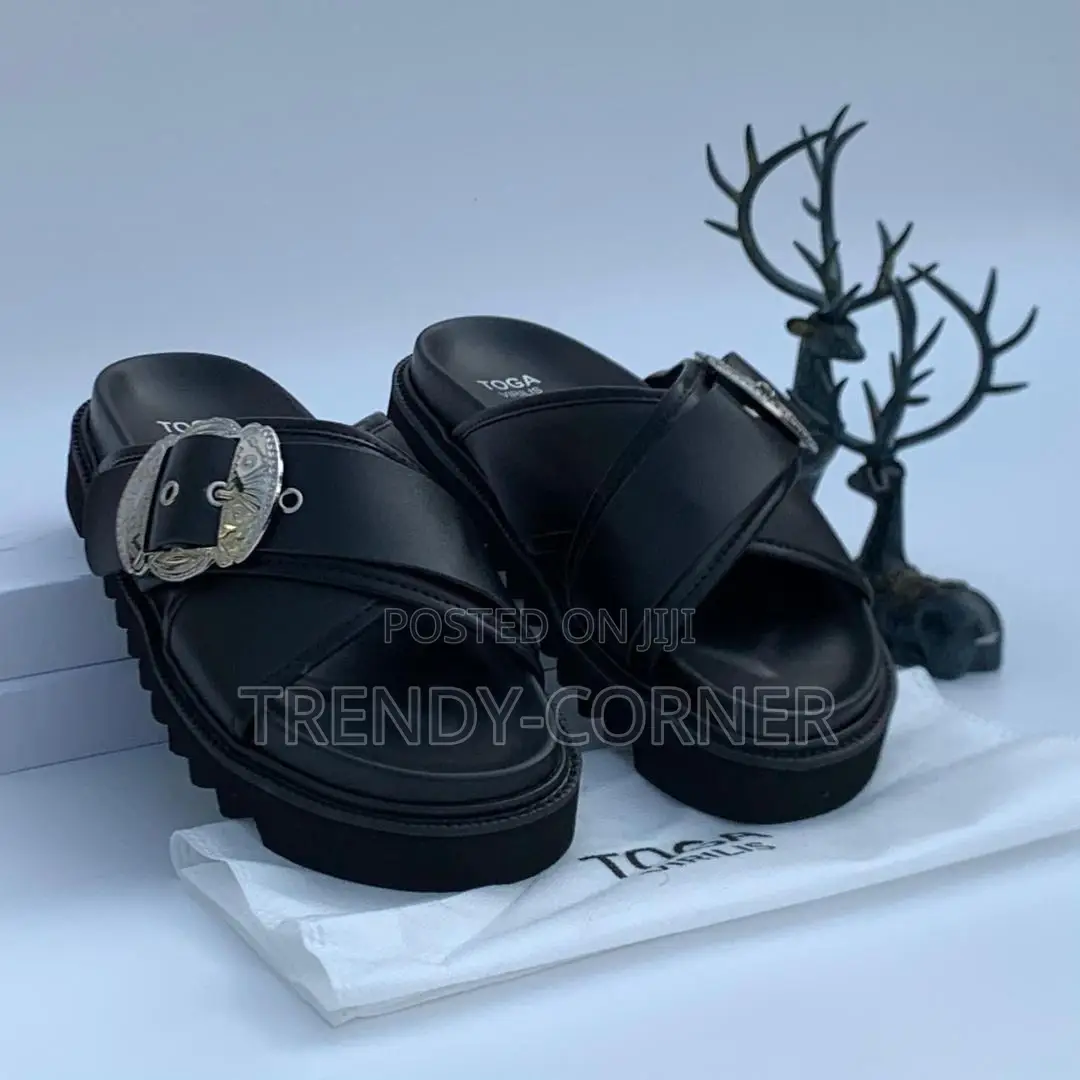 Toga Virilis Leather Crossover Sandals