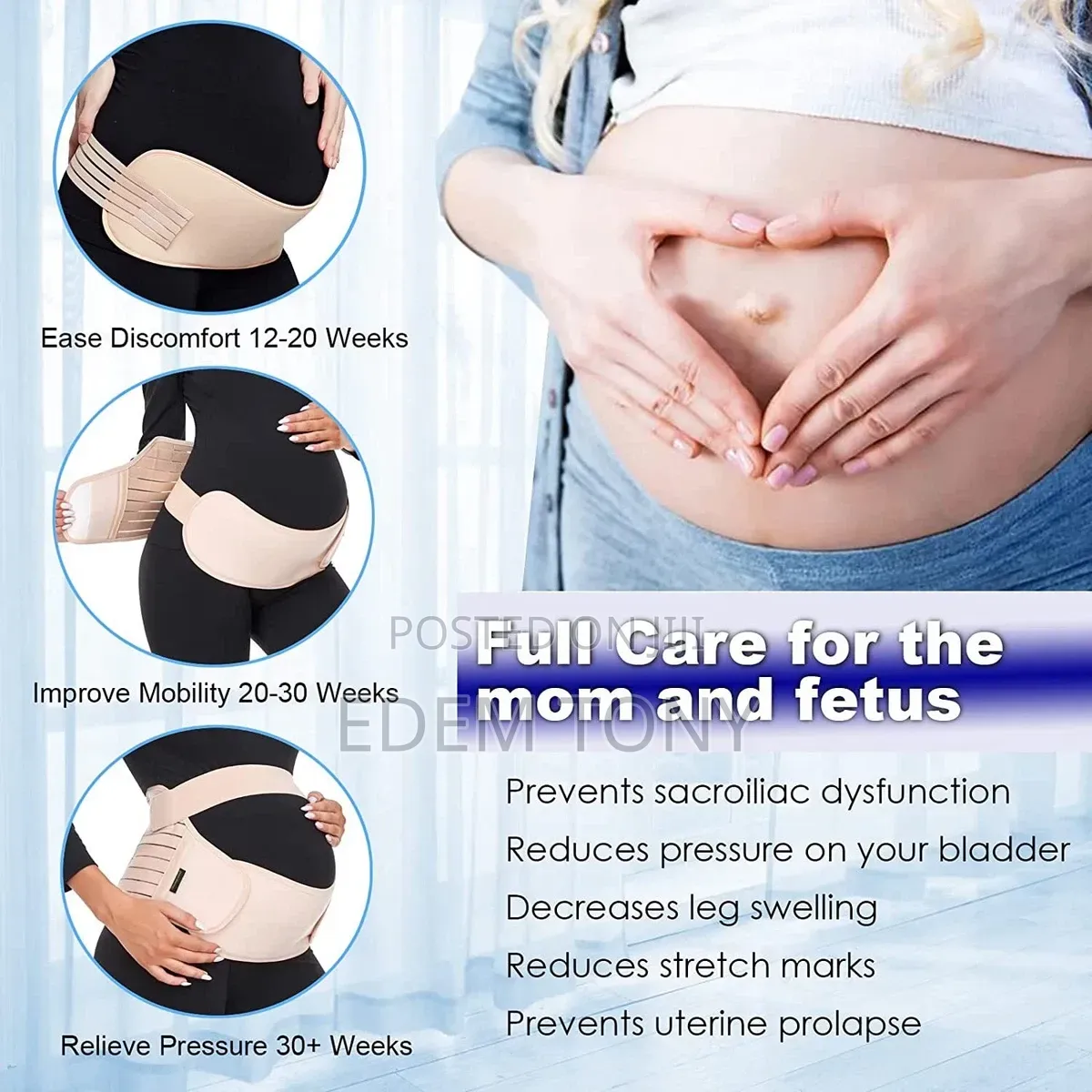 Pregnancy Maternity Belt Lumbar Back Support Waist Band Belly Brace