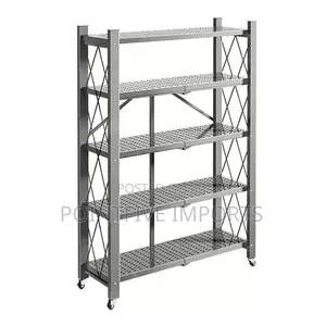 Heavy Foldable Storage/Kitchen Duty Rack With Wheels - Black