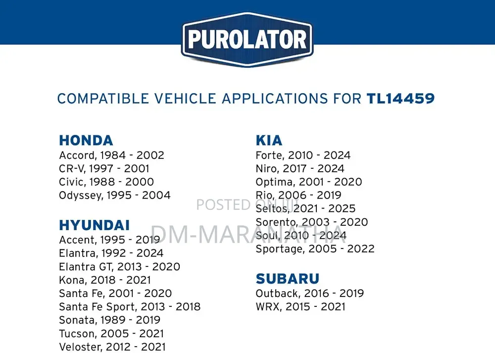 Hyundai and Kia Oil Filter