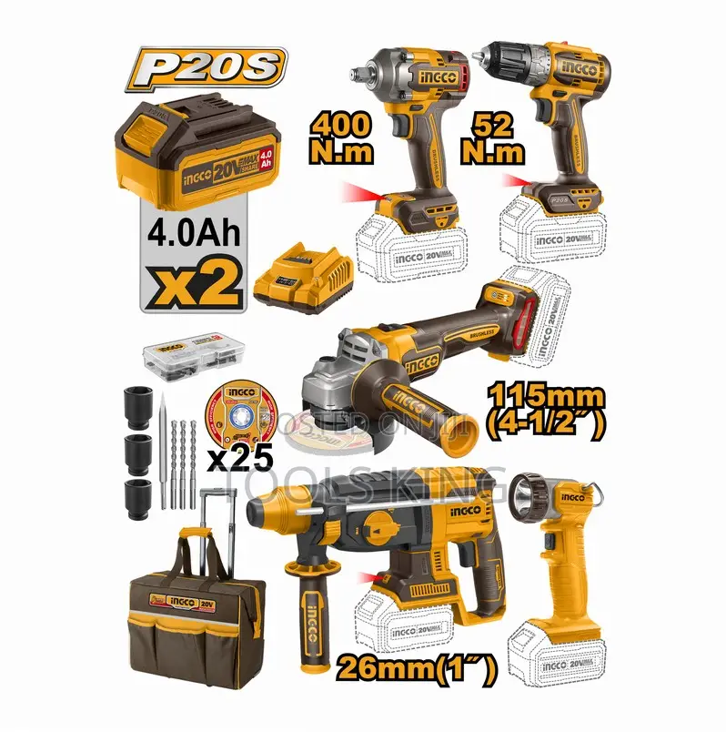 5 PCS Cordless Industrial Combo Kit 20v 2 - Ckli2058